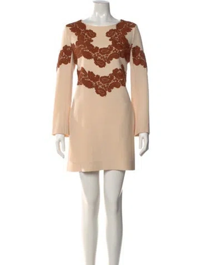 Pre-owned Chloé Virgin Wool Mini Dress In Neutral