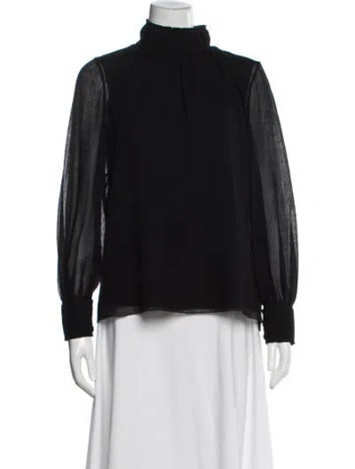 Pre-owned Chloé Virgin Wool Mock Neck Blouse In Black