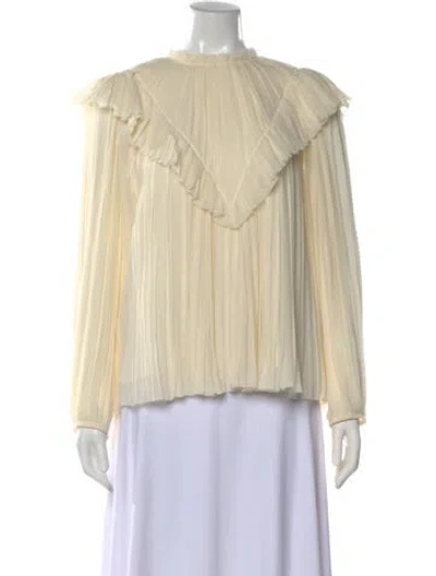 Pre-owned Chloé Virgin Wool Mock Neck Blouse In Neutral