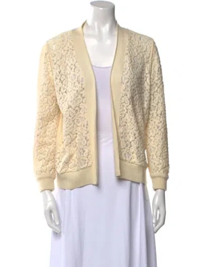 Pre-owned Chloé Virgin Wool Open Front Sweater In Neutral