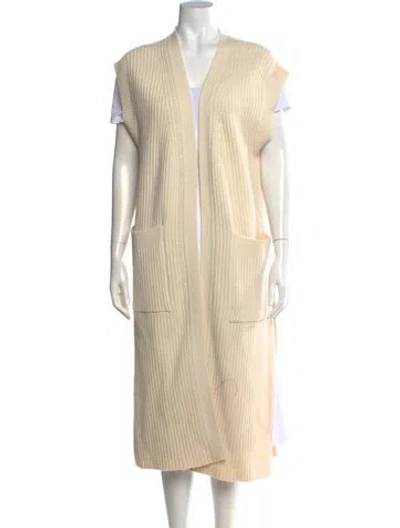 Pre-owned Chloé Virgin Wool Open Front Sweater In Neutrals