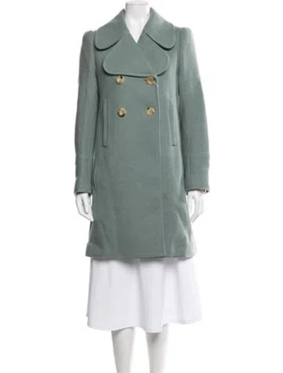 Pre-owned Chloé Virgin Wool Peacoat In Green