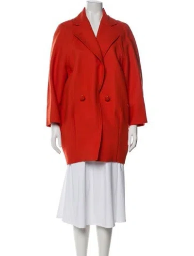 Pre-owned Chloé Virgin Wool Peacoat In Orange