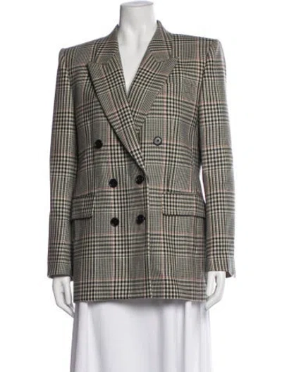 Pre-owned Chloé Virgin Wool Plaid Print Blazer In Black