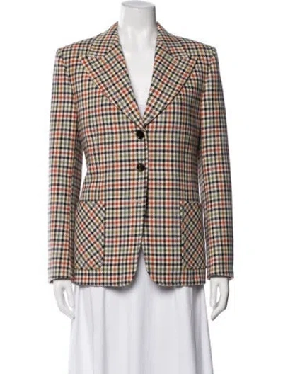 Pre-owned Chloé Virgin Wool Plaid Print Blazer In Multi
