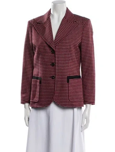 Pre-owned Chloé Virgin Wool Plaid Print Blazer In Red