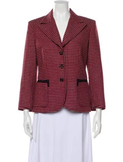 Pre-owned Chloé Virgin Wool Plaid Print Blazer In Red