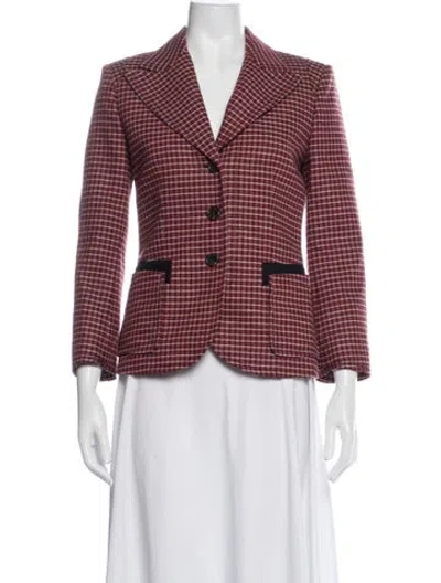 Pre-owned Chloé Virgin Wool Plaid Print Blazer In Red