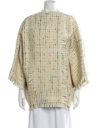 Pre-owned Chloé Virgin Wool Plaid Print Evening Jacket In Neutral