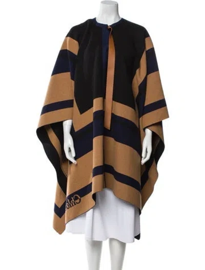 Pre-owned Chloé Virgin Wool Poncho In Brown