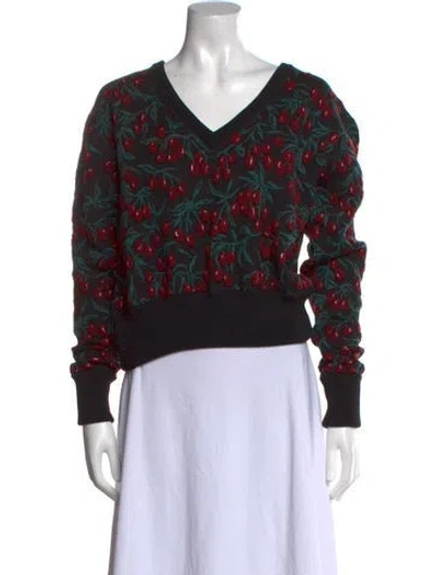 Pre-owned Chloé Virgin Wool Printed Sweater In Black