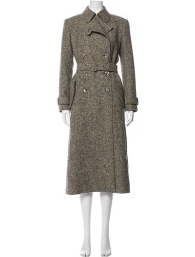 Pre-owned Chloé Virgin Wool Printed Trench Coat In Neutral