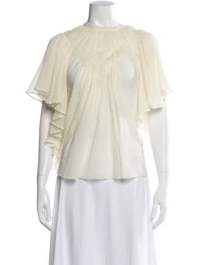 Pre-owned Chloé Virgin Wool Short Sleeve Blouse In Neutral