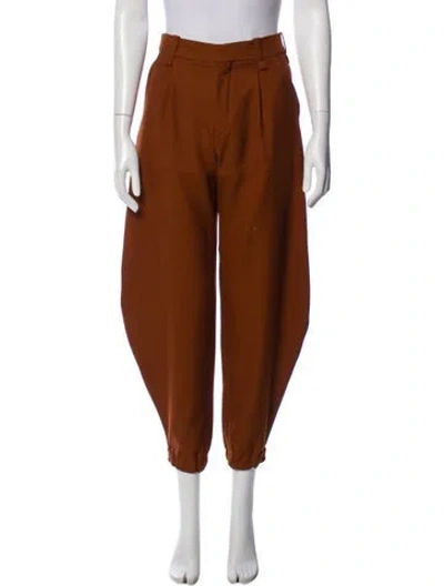 Pre-owned Chloé Virgin Wool Skinny Leg Pants In Brown