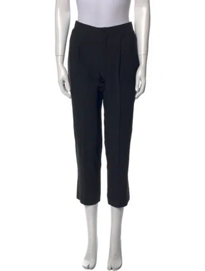 Pre-owned Chloé Virgin Wool Straight Leg Pants In Black