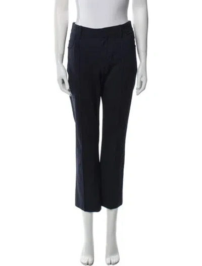 Pre-owned Chloé Virgin Wool Straight Leg Pants In Black