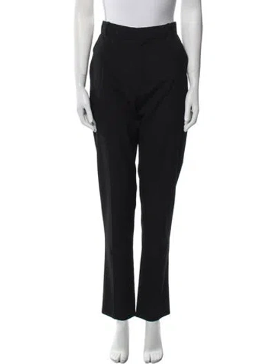Pre-owned Chloé Virgin Wool Straight Leg Pants In Black