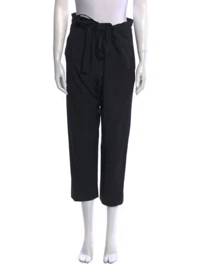 Pre-owned Chloé Virgin Wool Straight Leg Pants In Black