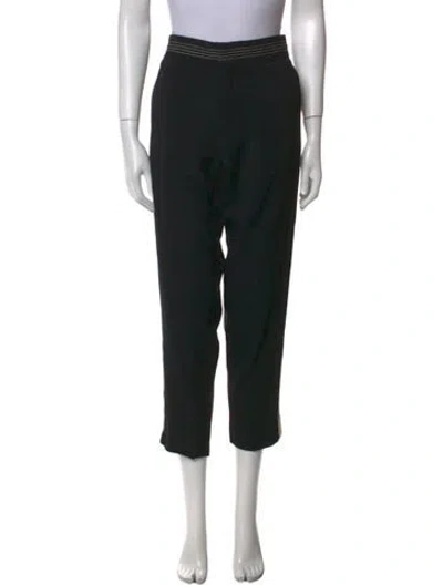 Pre-owned Chloé Virgin Wool Straight Leg Pants In Black
