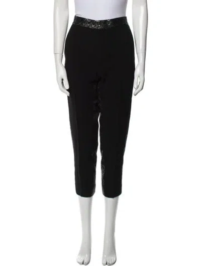 Pre-owned Chloé Virgin Wool Straight Leg Pants In Black