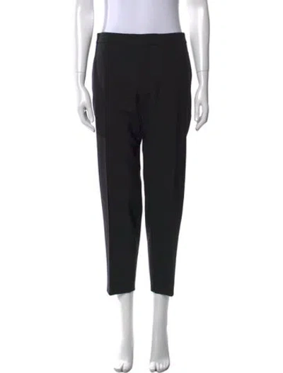 Pre-owned Chloé Virgin Wool Straight Leg Pants In Black