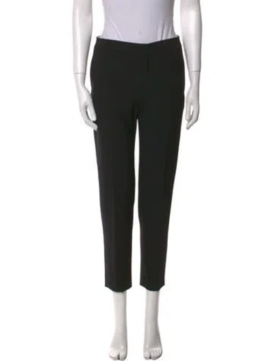 Pre-owned Chloé Virgin Wool Straight Leg Pants In Black