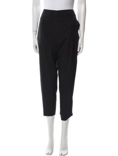 Pre-owned Chloé Virgin Wool Straight Leg Pants In Black