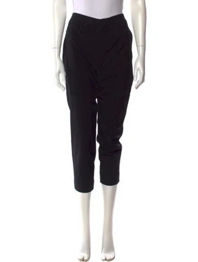 Pre-owned Chloé Virgin Wool Straight Leg Pants In Black