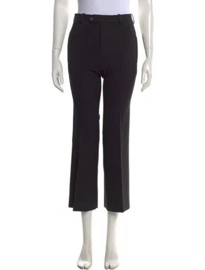 Pre-owned Chloé Virgin Wool Straight Leg Pants In Black