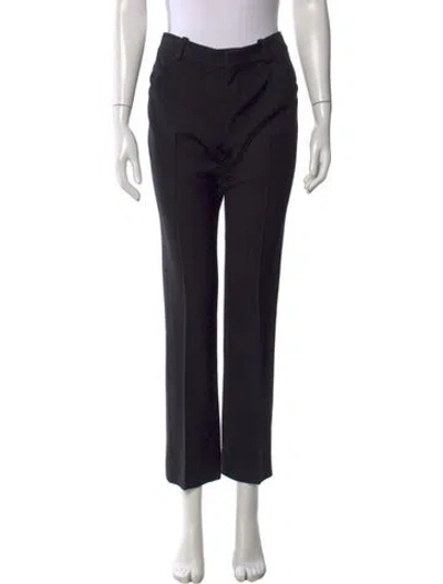Pre-owned Chloé Virgin Wool Straight Leg Pants In Black