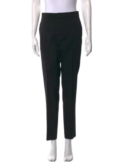 Pre-owned Chloé Virgin Wool Straight Leg Pants In Black