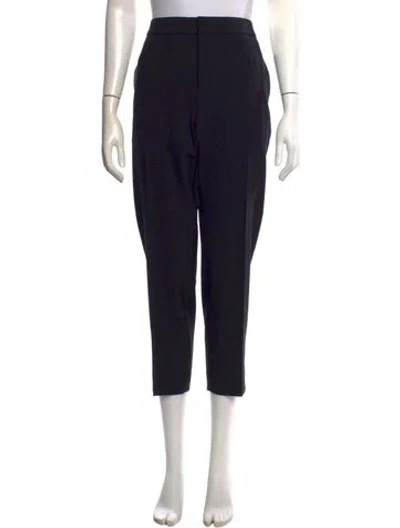 Pre-owned Chloé Virgin Wool Straight Leg Pants In Black