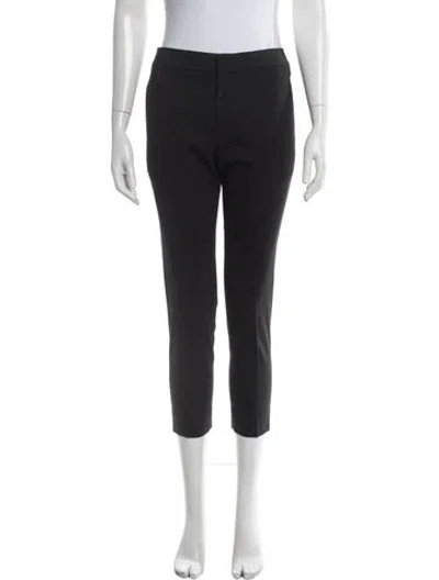 Pre-owned Chloé Virgin Wool Straight Leg Pants In Black