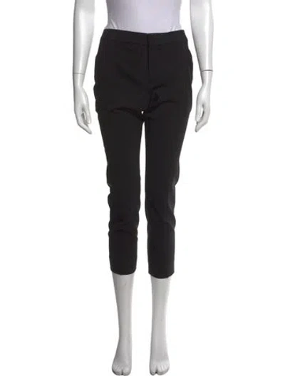 Pre-owned Chloé Virgin Wool Straight Leg Pants In Black