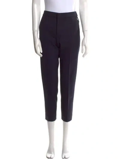 Pre-owned Chloé Virgin Wool Straight Leg Pants In Blue