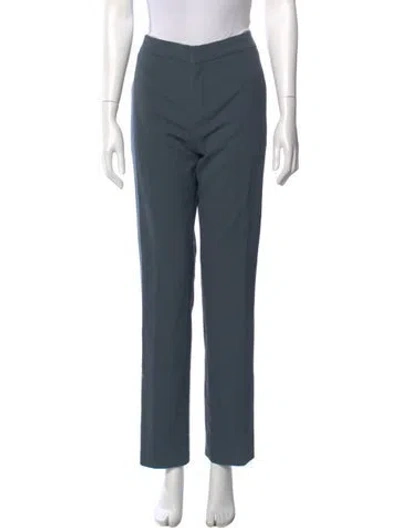 Pre-owned Chloé Virgin Wool Straight Leg Pants In Blue