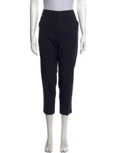 Pre-owned Chloé Virgin Wool Straight Leg Pants In Blue