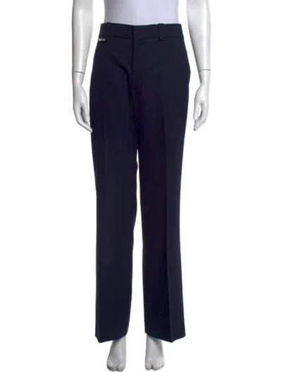Pre-owned Chloé Virgin Wool Straight Leg Pants In Blue