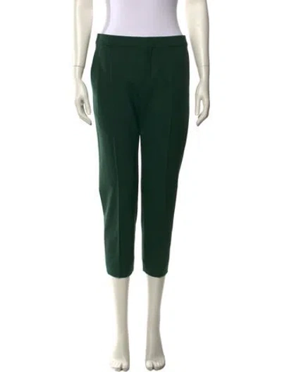 Pre-owned Chloé Virgin Wool Straight Leg Pants In Green