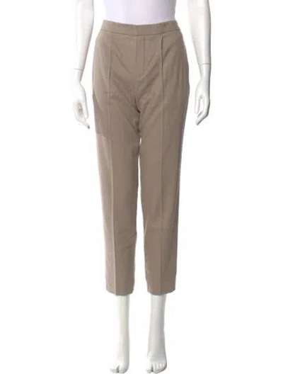 Pre-owned Chloé Virgin Wool Straight Leg Pants In Neutral