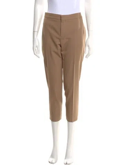 Pre-owned Chloé Virgin Wool Straight Leg Pants In Neutral