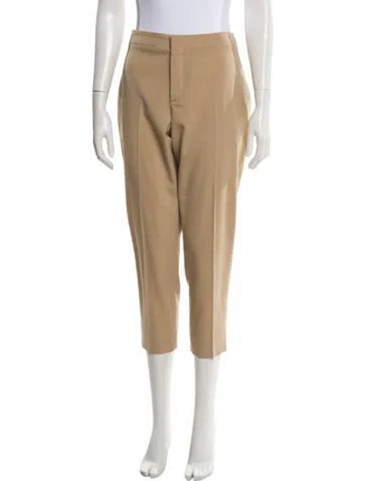 Pre-owned Chloé Virgin Wool Straight Leg Pants In Neutral