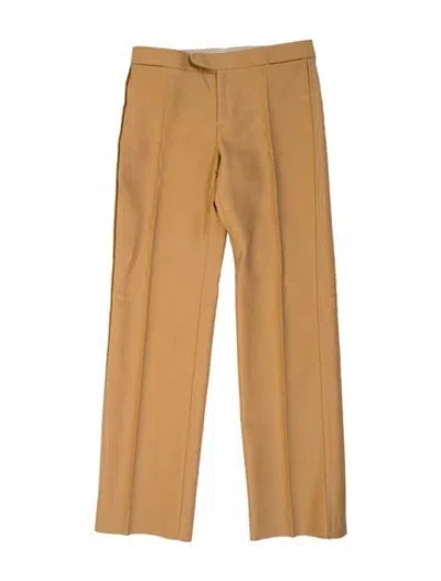 Pre-owned Chloé Virgin Wool Straight Leg Pants In Neutral