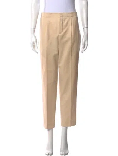 Pre-owned Chloé Virgin Wool Straight Leg Pants In Neutral