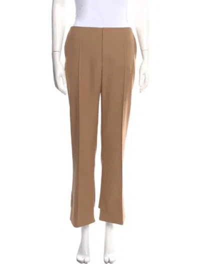 Pre-owned Chloé Virgin Wool Straight Leg Pants In Neutral