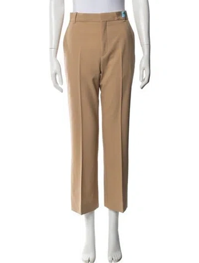 Pre-owned Chloé Virgin Wool Straight Leg Pants In Neutral