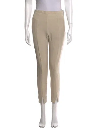 Pre-owned Chloé Virgin Wool Straight Leg Pants In Neutral