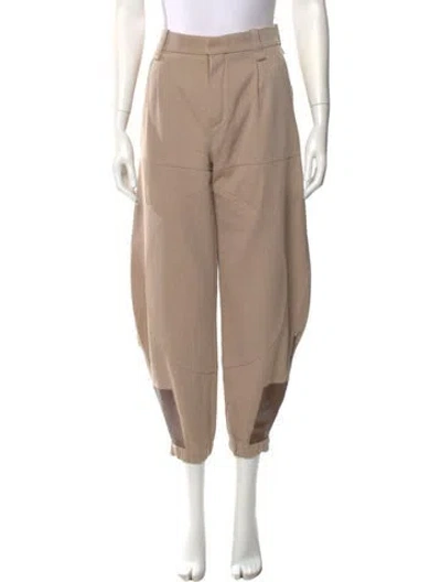 Pre-owned Chloé Virgin Wool Straight Leg Pants In Neutral