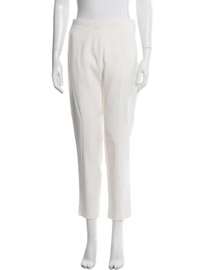 Pre-owned Chloé Virgin Wool Straight Leg Pants In Neutrals