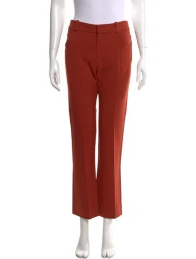 Pre-owned Chloé Virgin Wool Straight Leg Pants In Orange